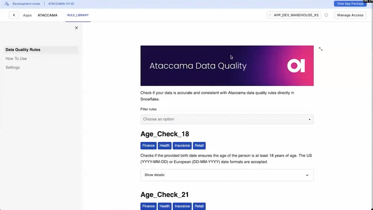 Ataccama Data Quality for Snowflake